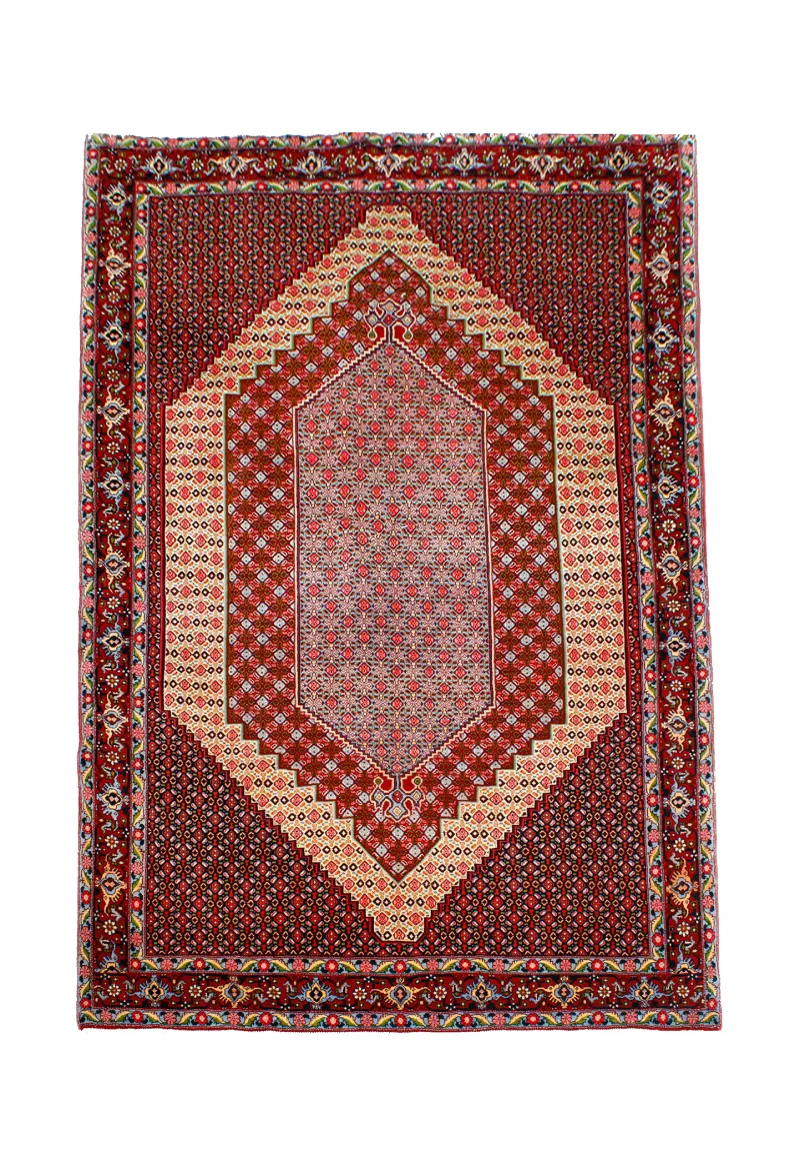 Handmade Mahi Herati Persian Senneh Wool Rug